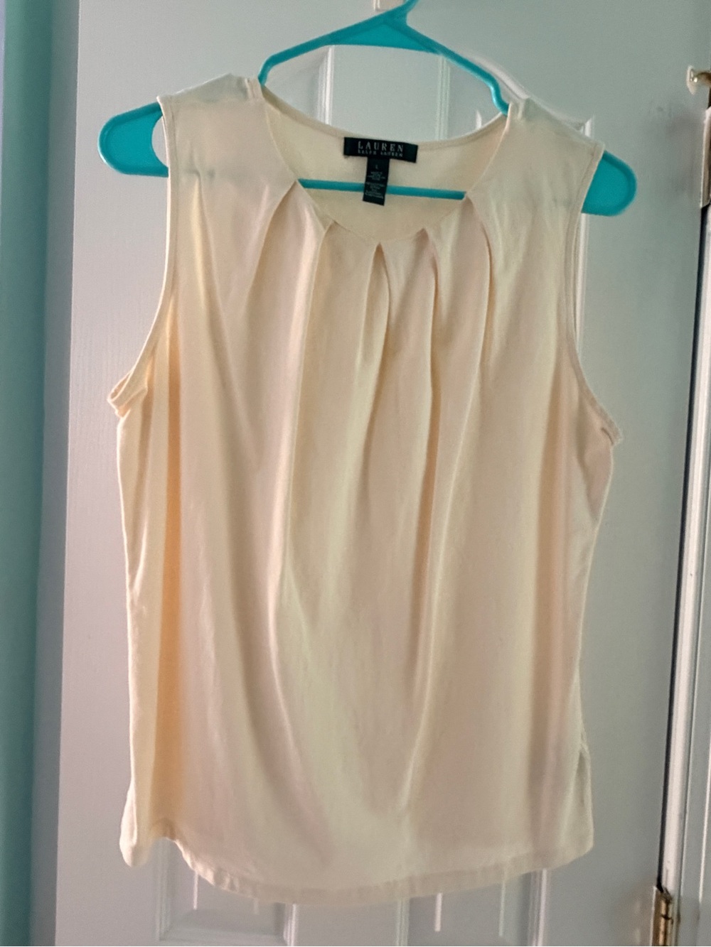 Ralph Lauren Cream Pleated Sleeveless Top Size Large